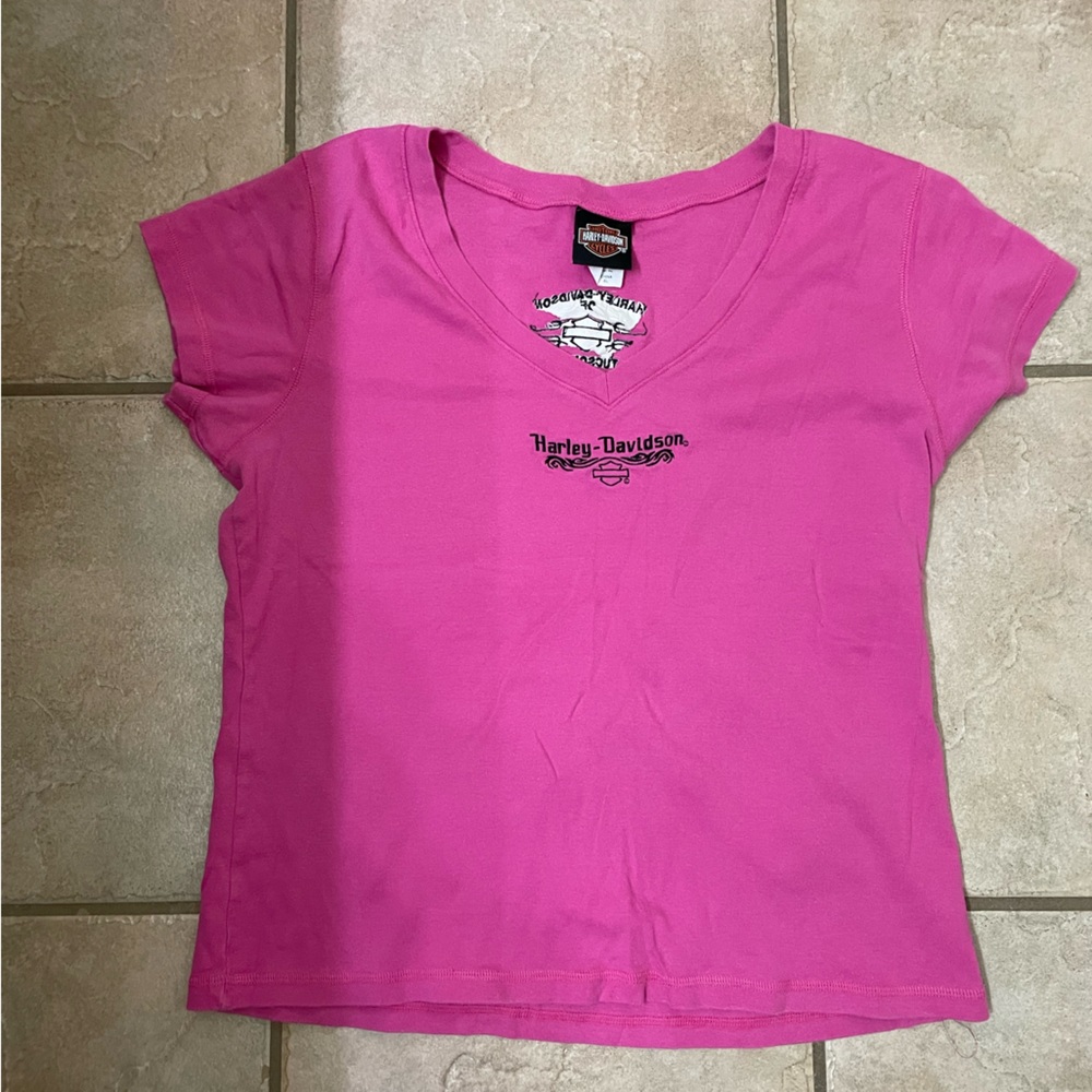 Hot pink vintage, Harley, Davidson, women short sleeve shirt